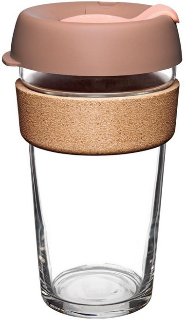 KeepCup 브루 코르크 - 재사용 가능한 커피 컵 강화 유리 및 천연 코르크 L 16온스/454ml - 데이브레이크, Frappe