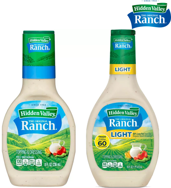 [Hidden Valley] [1+1] 히든밸리 오리지널 랜치 236ml + 라이트 랜치 473ml 서브웨이 드레싱 소스 Hidden Valley Ranch Dressing