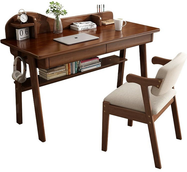 서재 책상 원목 고급 서랍 데스크 학생 빈티지 테이블 스터디 우드, 스탠다드에디션 1.4m 이중 서랍