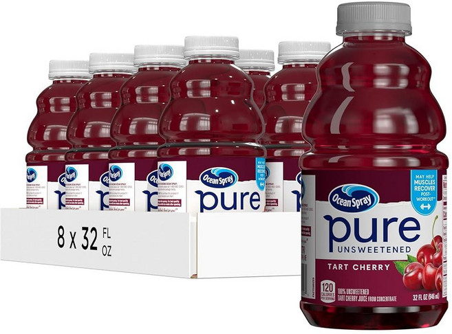 Ocean Spray 100% 순수 크랜베리 주스 946.4ml(32온스) (8팩), 100% 순수 타르트 체리, 946ml