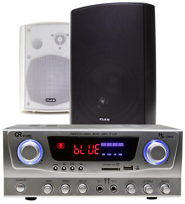 카페/매장용 앰프 스피커 세트 50평대까지 QR-1004 블루투스 식당 사무실 가게 스피커설치 매장음향, 화이트, 1.앰프+MK240 스피커 2개