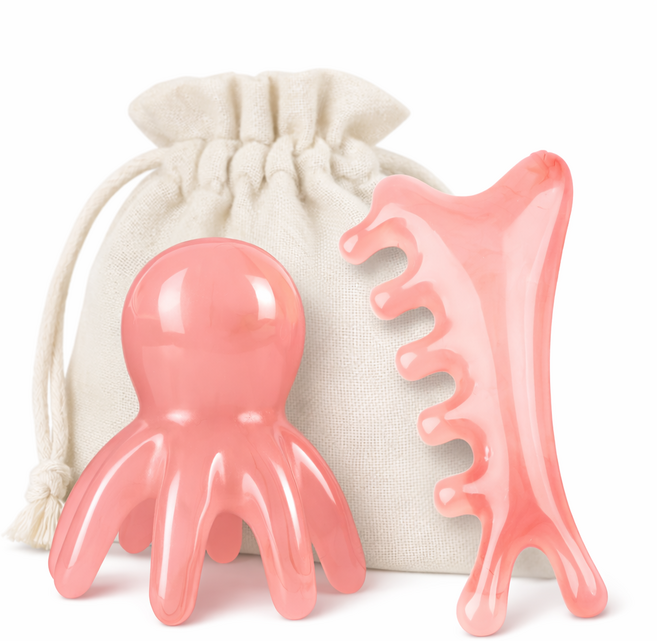 마렝드 괄사 올인원 문어 괄사 두피 얼굴 바디 승모근, 더블핑크, 1개