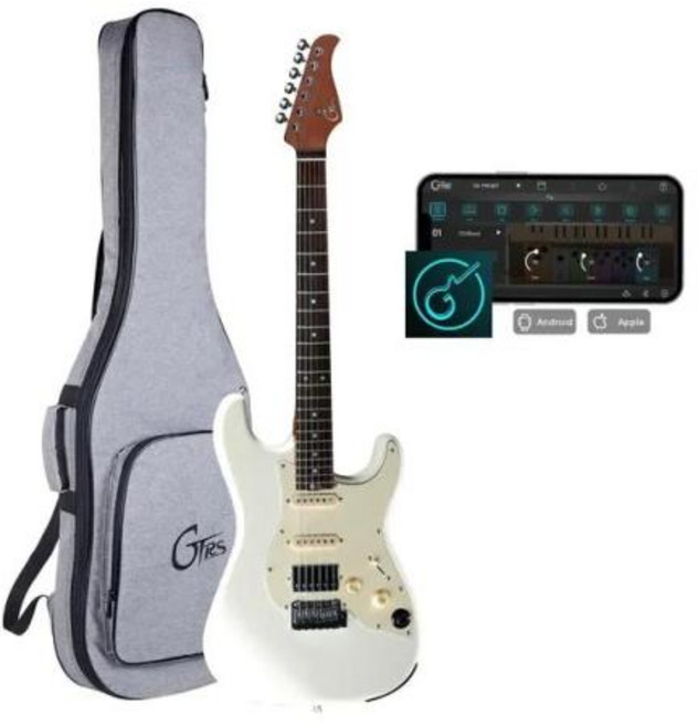 무어 GTRS S800 스마트 일렉트릭 기타 키트 효과 시스템 포함 초보자용 12 시간 배터리 수명 전문 플레이어, 1) GTRS S800 white, 1개
