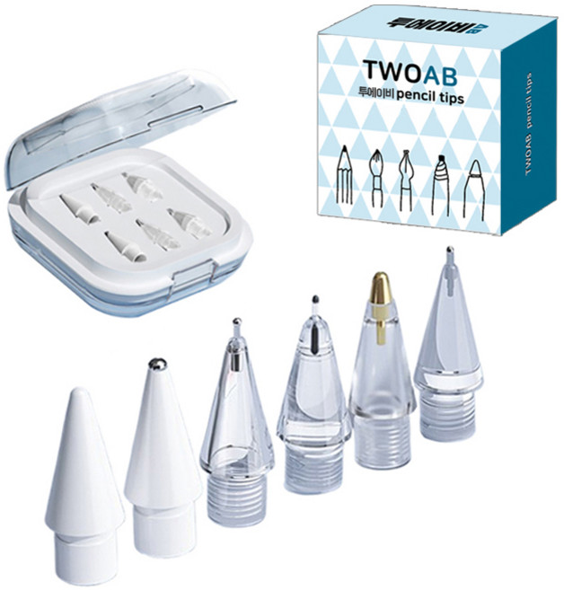 투에이비 애플 펜슬 호환 교체용 펜촉 SET, 투명 화이트, 1세트