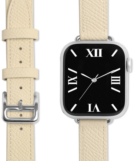 티엑스엘엑스 애플워치 호환 슬림 앱송 가죽 스트랩, 아이보리, 1개