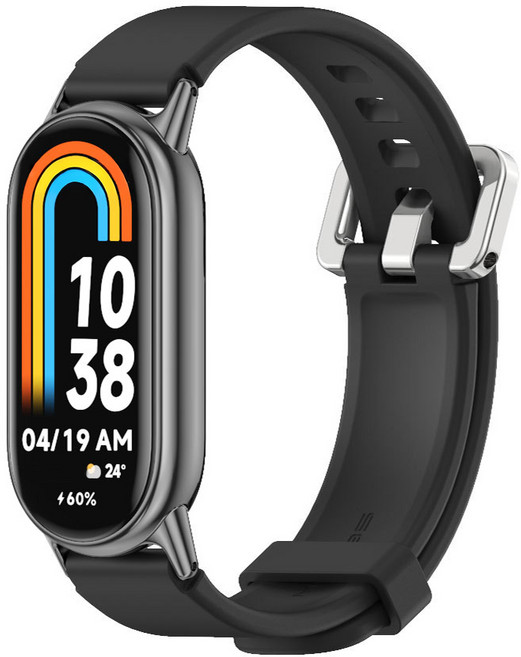 브롬핏 샤오미 스마트밴드10 / 9 / 8 호환 끈적임 없는 TPU 스트랩 미밴드10 9 8 실리콘 컬러 밴드, 스포츠스트랩, 블랙-블랙, 1개