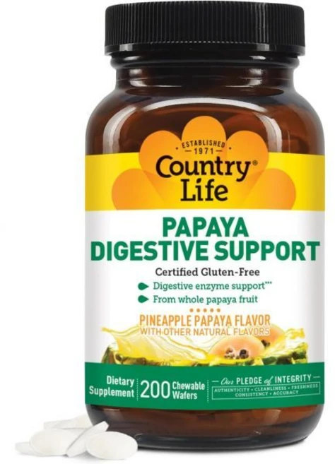 Country Life Papaya Digestive Support 200 CT, 200 Count (Pack of 1), Pineapple Papaya, 1개 - 쿠팡