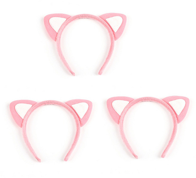 고양이머리띠 응원 파티 놀이동산 머리띠, 3개, 핑크