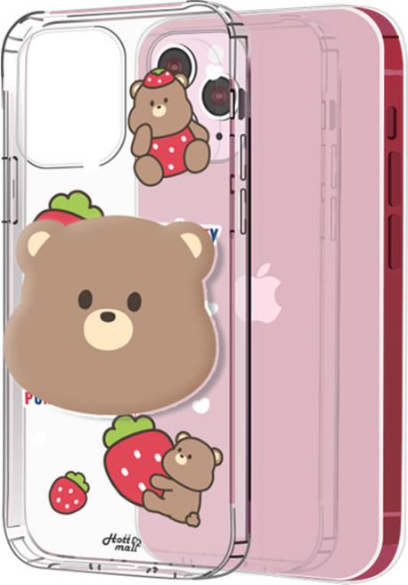 핫티몰 스트로베리베어&푸미 귀여운 곰돌이 캐릭터 스마트톡 휴대폰 케이스
