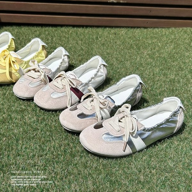 바닐라슈 에어핏 소가죽콤비 탄력몰드창 밴딩 플랫 스니커즈 1cm