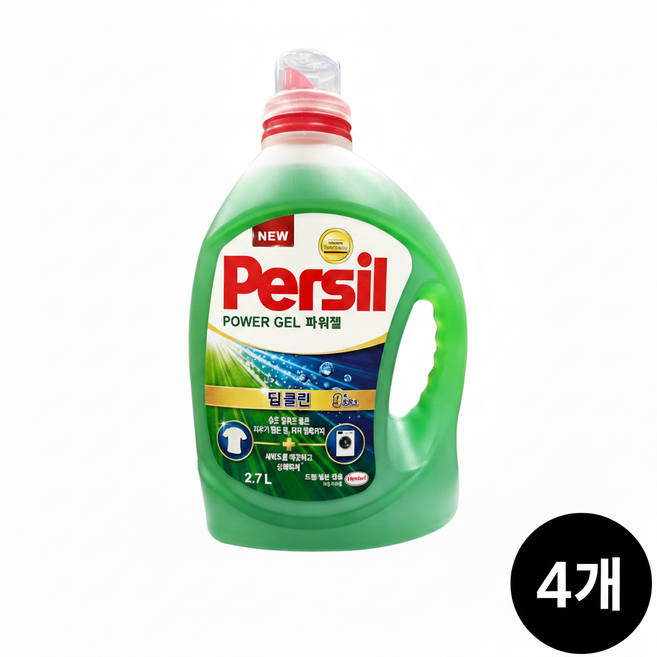 퍼실 파워젤 딥클린 플러스 일반용 액상세제 본품, 2.7L, 4개
