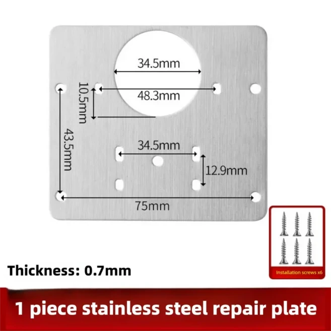 캐비닛 경첩 수리 플레이트 키트 주방 찬장 문 경첩 장착 플레이트 구멍이 있는 평면 고정 브래킷 가정용, [01] 1PC