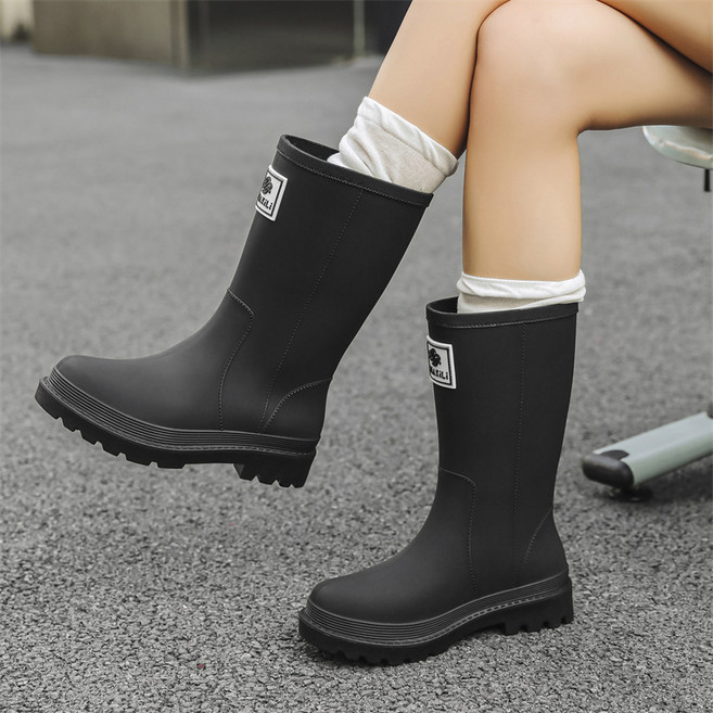 하모리 여성 데일리 패션 미들 레인부츠 발편한 가벼운 미끄럼방지 방수 장화