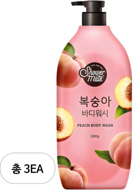샤워메이트 복숭아 바디워시 과일향, 1.2kg, 3개