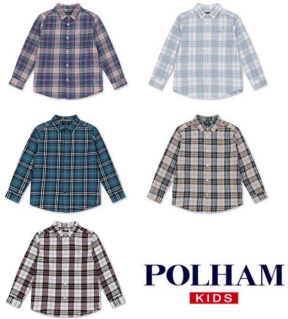 백화점 매장판 폴햄 키즈 POLHAM 체크남방 아동 남아옷 여아옷 아동공용 긴팔 체크셔츠 봄 가을 남방 간절기 등원룩 등교룩 셔츠남방