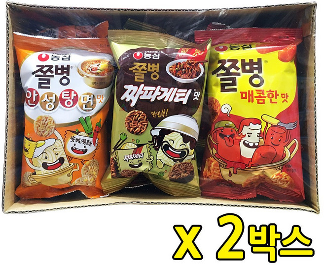 농심 쫄병스낵모음 2종 30봉 1180g x 2박스 쫄병부대 라면과자, 1.2kg, 30개