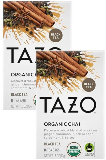 TAZO 차이 블랙 티백 카페인 함유 티 총 16개 티백 43g 2개 미국직구 팬트리, 32개입, 5세트, 86g