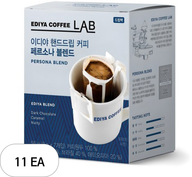 이디야커피연구소 핸드드립 커피 페르소나 블렌드, 8g, 7개입, 11개