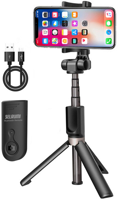 셀루미 SEL-BT400 셀카봉 삼각대, 리얼 블랙, 1개