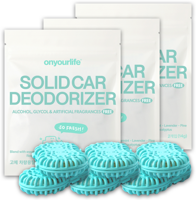 온유어라이프 차량용탈취제 자동차 에어컨 히터 냄새 차량 자동차 냄새제거, 3개