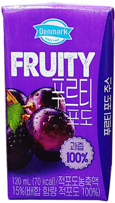 덴마크 푸르티 포도 120ml x 24개, 40개