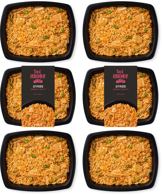 양많은 직장인 아침 점심 저녁 혼밥 편의점 대용 간편 볶음밥 맛있는 한 끼 김치볶음밥 도시락 1200g (냉동), 6개, 200g