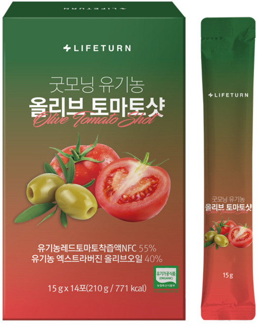 유기농 100% 올토샷 라이프턴 굿모닝 올리브토마토샷 레몬즙 올리브오일, 210g, 1박스