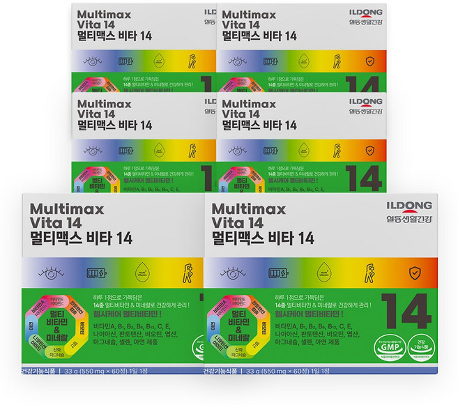3차 리오더 일동생활건강 멀티맥스 비타 14 종합비타민 멀티비타민 미네랄 1박스, 6개, 60정
