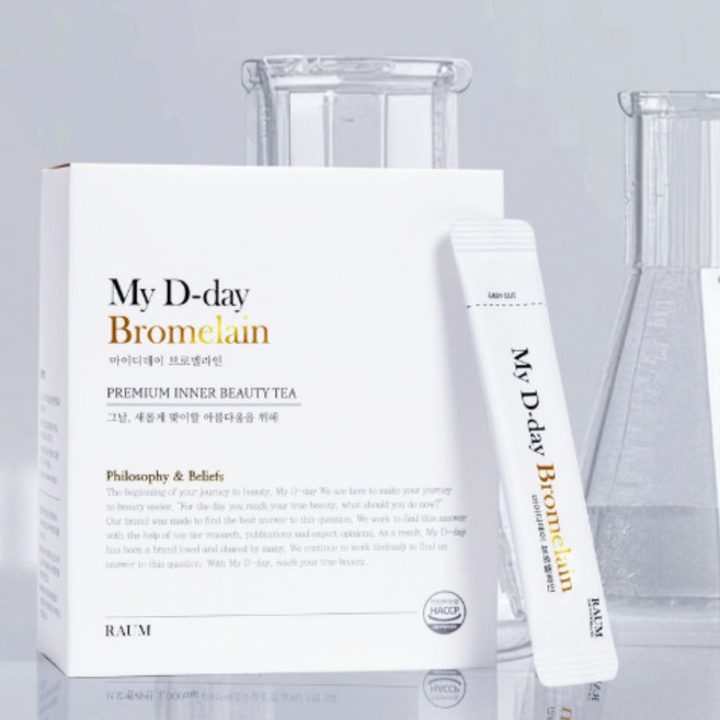 [공식판매처] 마이디데이 브로멜라인 단백질 파인애플 단백질분해 효소 붓기차, 40g, 4개