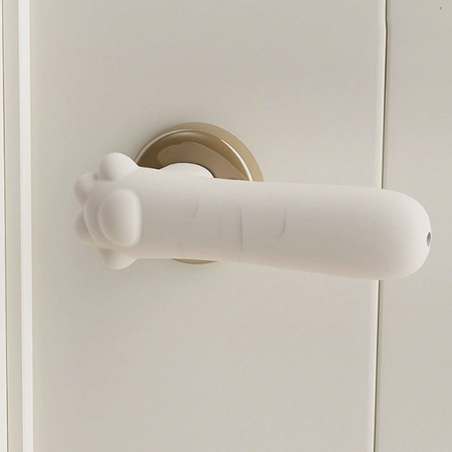 카멜리안 캣풋 실리콘 문손잡이 문고리 커버, 화이트