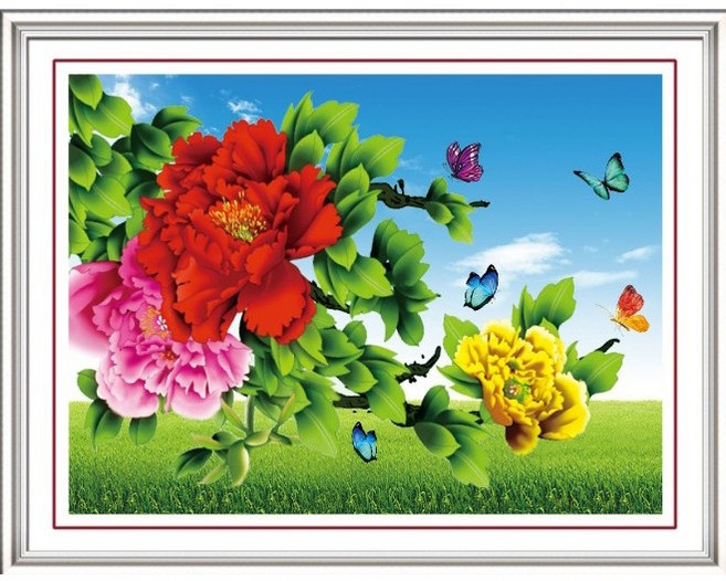 실십자수 프린트패키지 11ct-돔 JS010(화려한외출), 혼합, 1세트