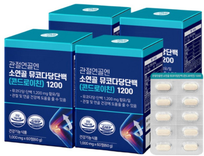 올바른건강식품 관절엔 소연골 뮤코다당단백 콘드로이친 1200, 60정, 4개