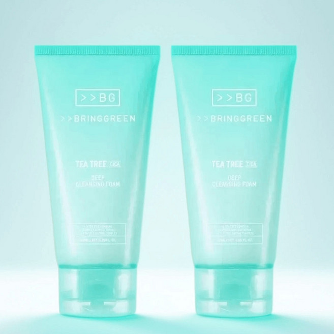 [본사 정품 한정] 브링그린 티트리시카 트러블 클렌징폼 200mL 더블 기획 NEW TEA TREE CICA CLEANSING FOAM 기획세트, 2개, 120ml
