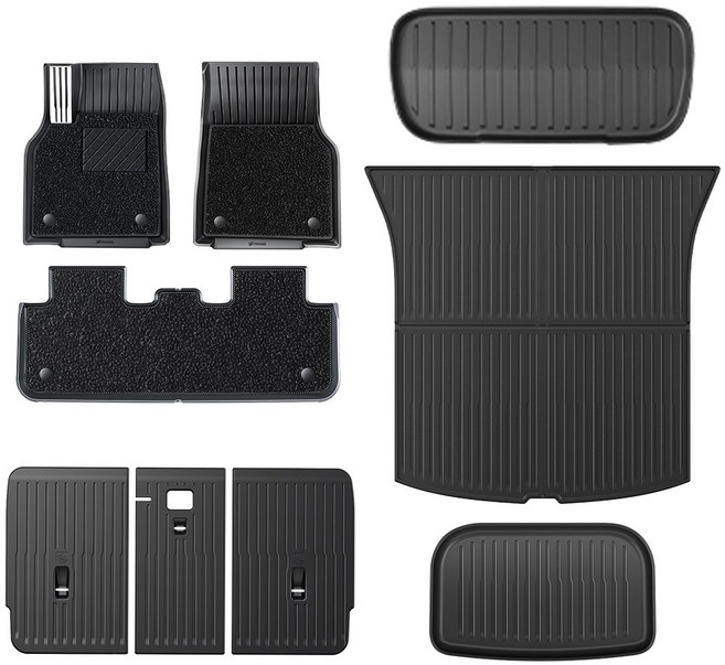 YZ 테슬라 호환 TPE 카매트 페달 알로이 풀커버 바닥매트 미끄럼 방지, 블랙, 모델Y 주니퍼/프리미엄, 카매트+카펫+트렁크매트