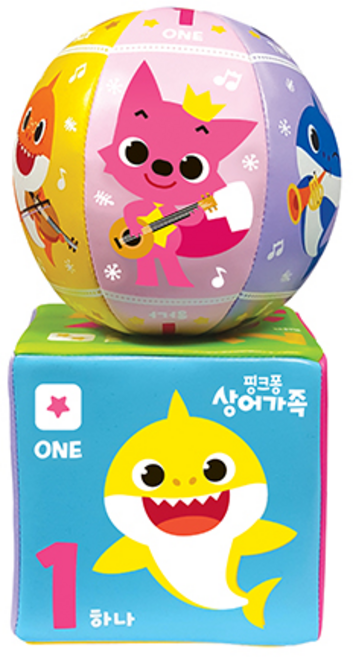 주영 핑크퐁 주사위볼세트 2p 주사위 볼 세트 유아 장난감 감각 발달 완구상어 가족, 다양