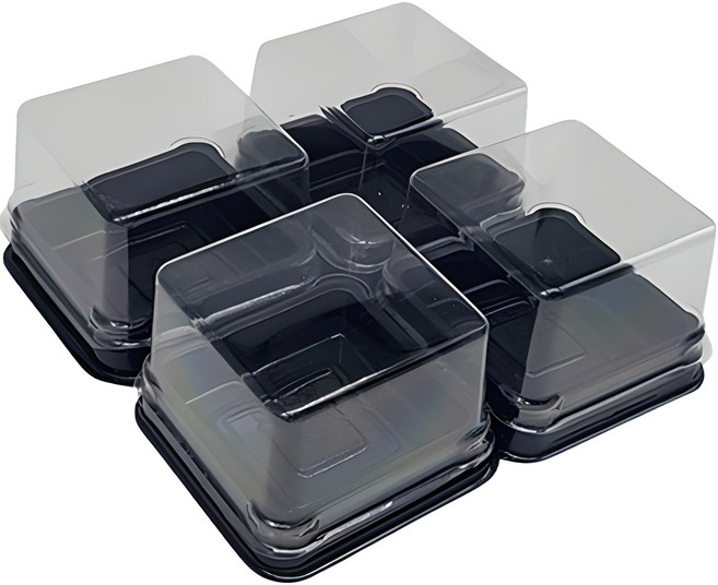 사각 화과자 케이스 뚜껑 50p + 밑판 50p, 블랙, 1세트