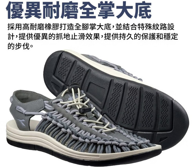 DIADORA 男鞋 黑DA7617240 綠5 灰8 足弓支撐 束扣免綁帶 Q彈緩震 抓地耐磨 彈性編織護趾涼鞋Diadora Alligator II 男段編織涼鞋