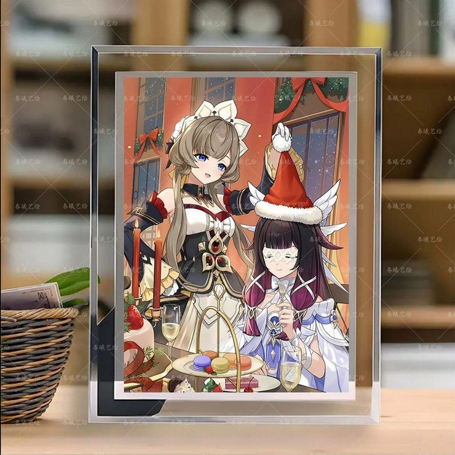 [원신] 콜롬비나 산드로네 크리스탈 일러스트 액자 인테리어 장식 노드크라이 굿즈 선물, 5인치, 산드로네 콜롬비나 12