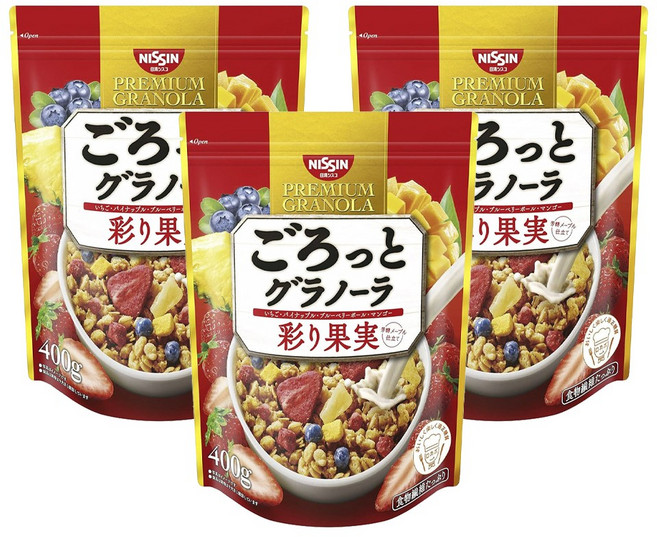 닛신 데굴데굴 그래놀라 컬러 과일, 400g, 3개