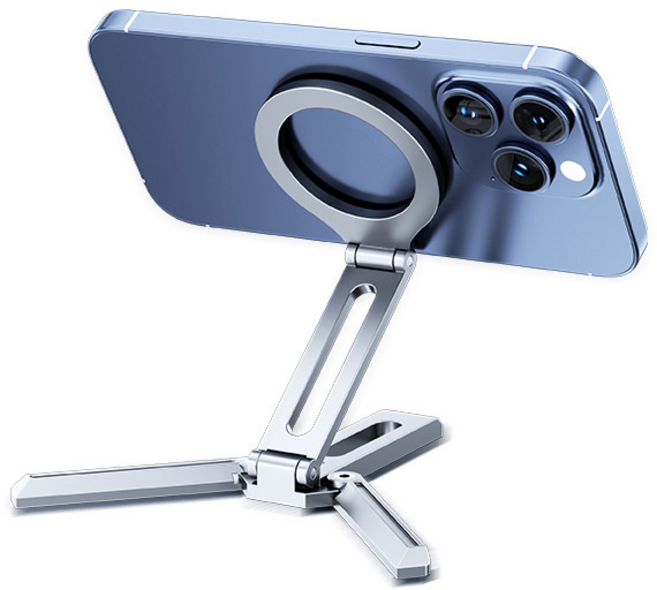 옐로우베이스 맥세이프 접이식 삼각대 메탈 거치대 1/4 핫슈 마운트 호환, 1개, 실버