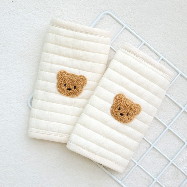코코아돌 누빔 아기띠 침받이 어깨패드 벨트 커버, 초코곰(누빔)2P, 1세트