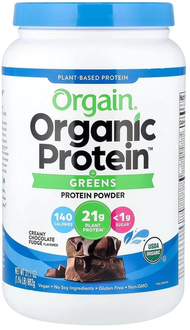 올게인 Organic Protein 녹색 채소 단백질 분말 초콜릿 퍼지 882g(1.94lb), 882g - 쿠팡