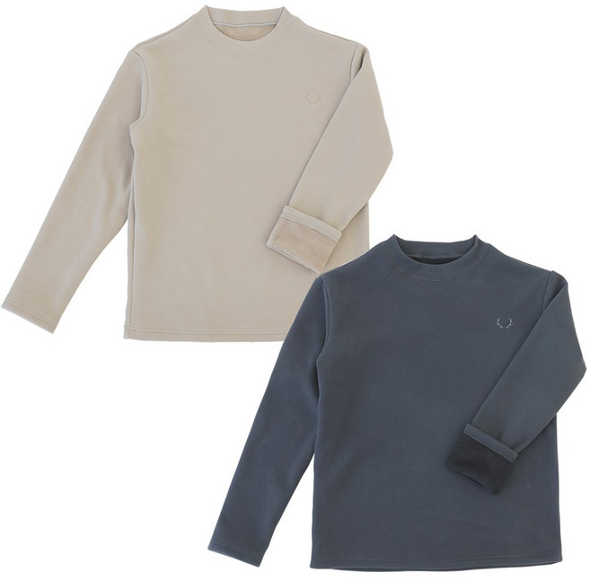 비비진 중년여성 따뜻한 기모 후리스 라운드 긴팔 티셔츠 1+1