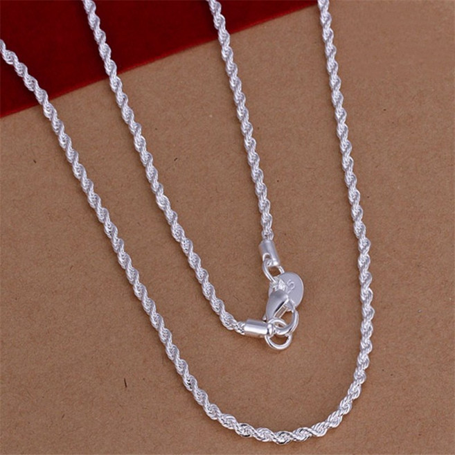Sun_Plus 鈦鋼麻花項鍊 4mm 銀色 長66CM