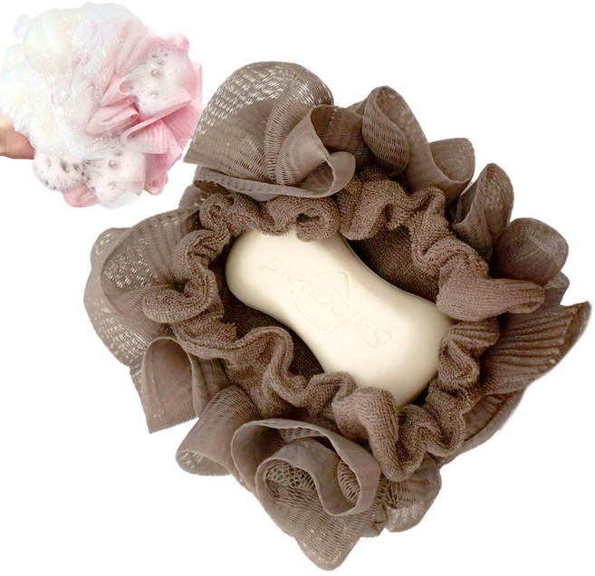 깔끔더하기 비누 넣는 샤워볼 거품망 샤워타올, 1개, 1개입, 크림아이보리