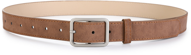 女士麂皮腰帶 方形金屬扣環