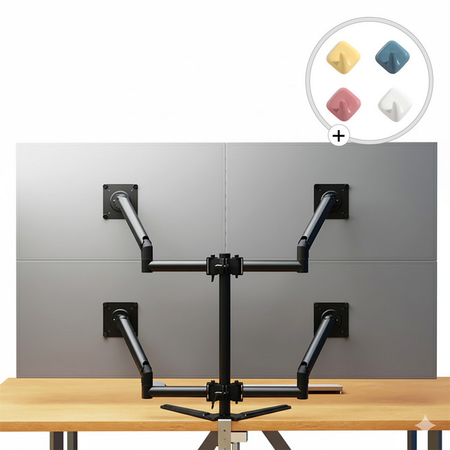 소프하우스 모니터암 거치대 4대용 고중량, 1개, 블랙