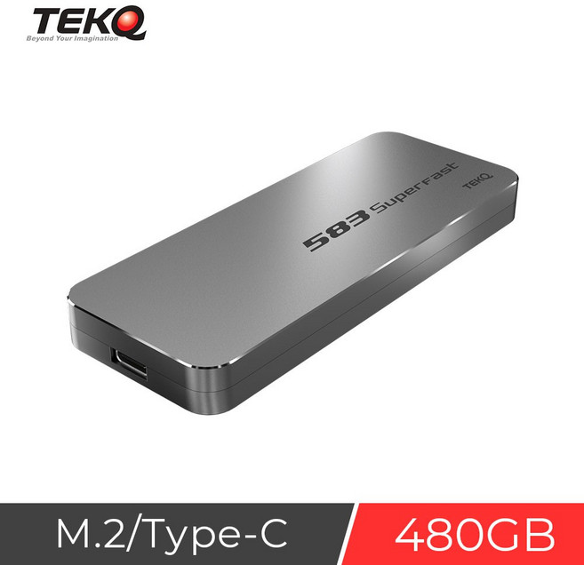 TEKQ 583 SuperFast 480GB Type-C M.2 NVMe 外接式固態硬碟, 銀色