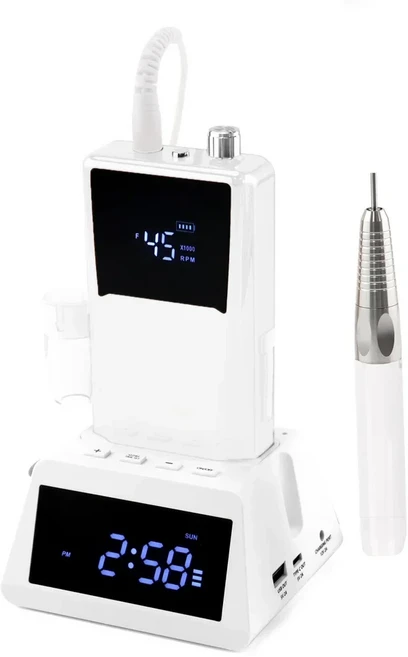 베이스젤 탑젤 제네일45000RPM 브러시리스 고속 무선 전기 네일 드릴 머신 85w 전기 네일 파일 네일 용품, 02 AU, 04 White