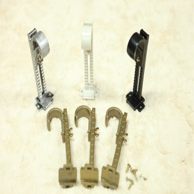 드림아트 35mm 커튼봉용 높이 조절브라켓 (2단 최대 13cm 3단 최대 21cm 조절), 블랙 1세트